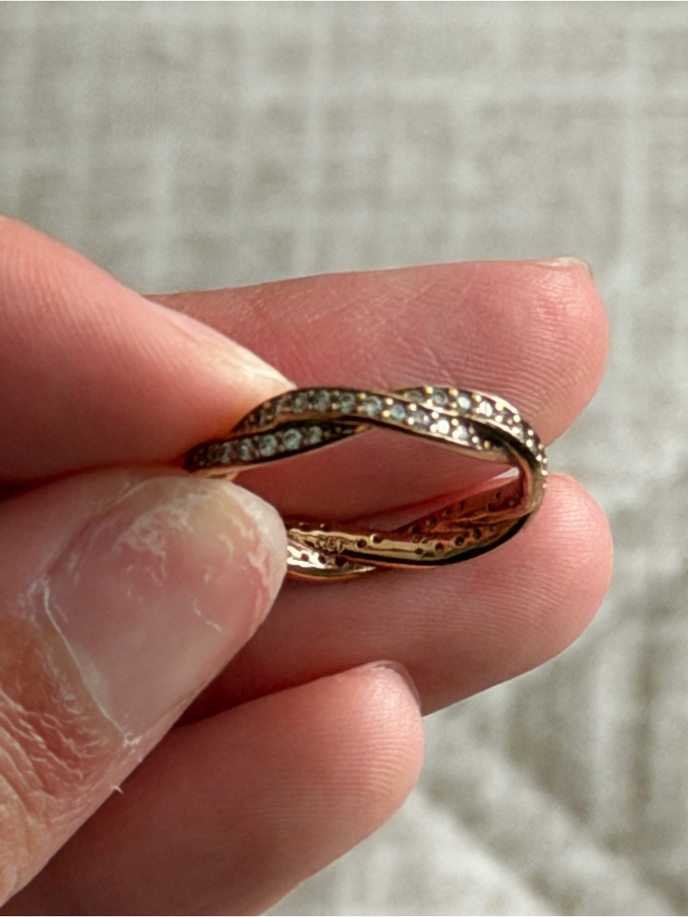 Pandora Rose Gold Twisted Pave Ring